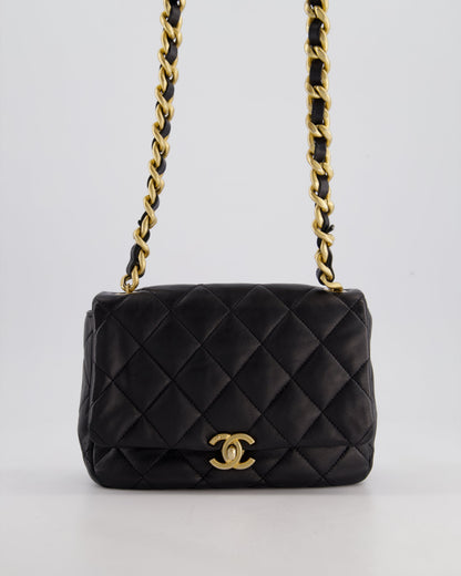 Chanel Flap Small Leather Black Gold Shoulder Bag