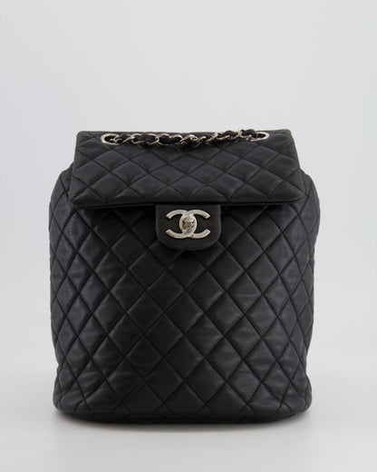 Chanel Black Quilted Lambskin Backpack with Silver Hardware