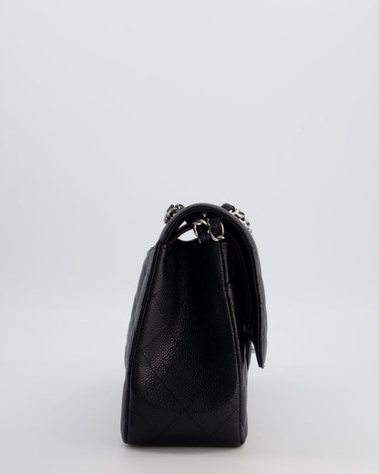 Chanel Flap Classic Caviar Leather Black Silver Shoulder Bag Style 3