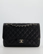 Chanel Flap Classic Caviar Leather Black Silver Shoulder Bag Style 2