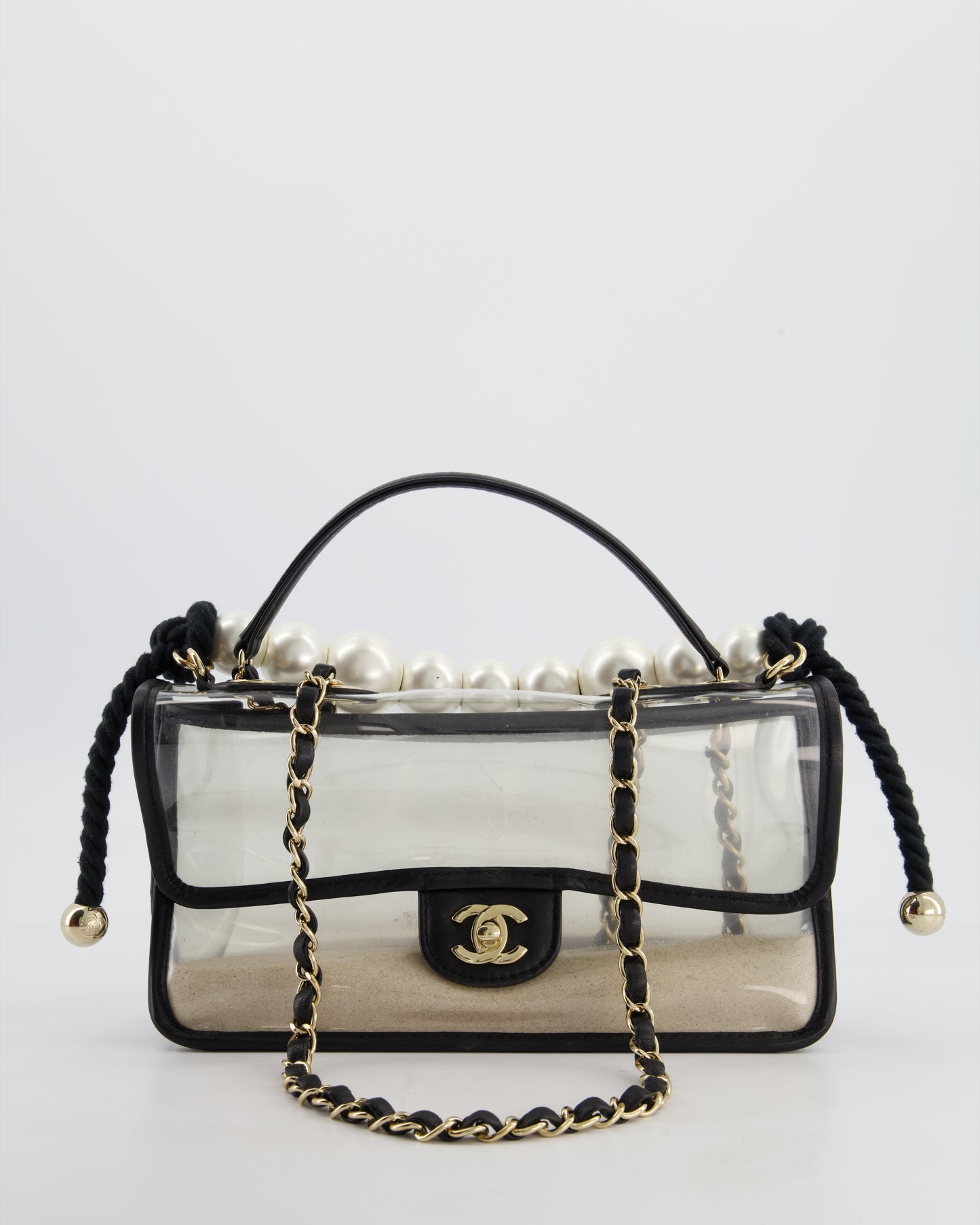 Chanel Flap Medium Black Gold Pearl Shoulder Bag