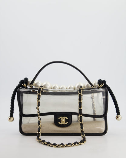 Chanel Flap Medium Black Gold Pearl Shoulder Bag