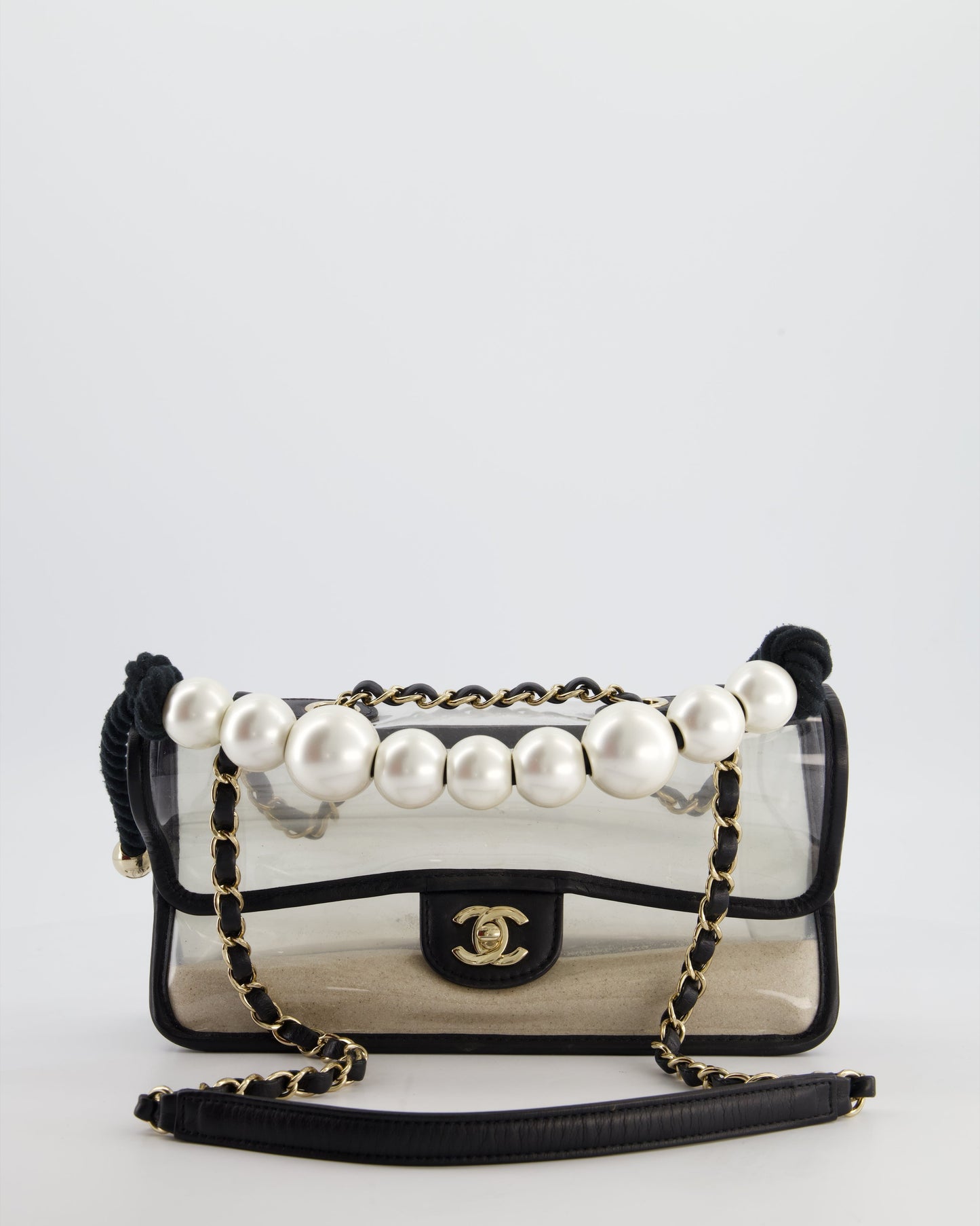 Chanel Flap Medium Black Gold Pearl Shoulder Bag