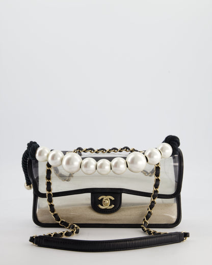 Chanel Flap Medium Black Gold Pearl Shoulder Bag