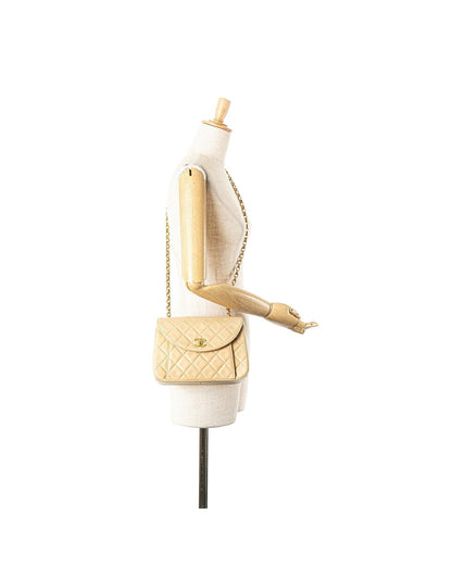 Quilted Lambskin Leather Chain Crossbody Bag with Twist Lock