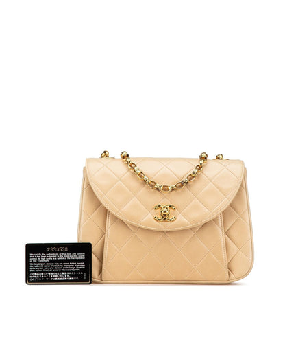 Quilted Lambskin Leather Chain Crossbody Bag with Twist Lock