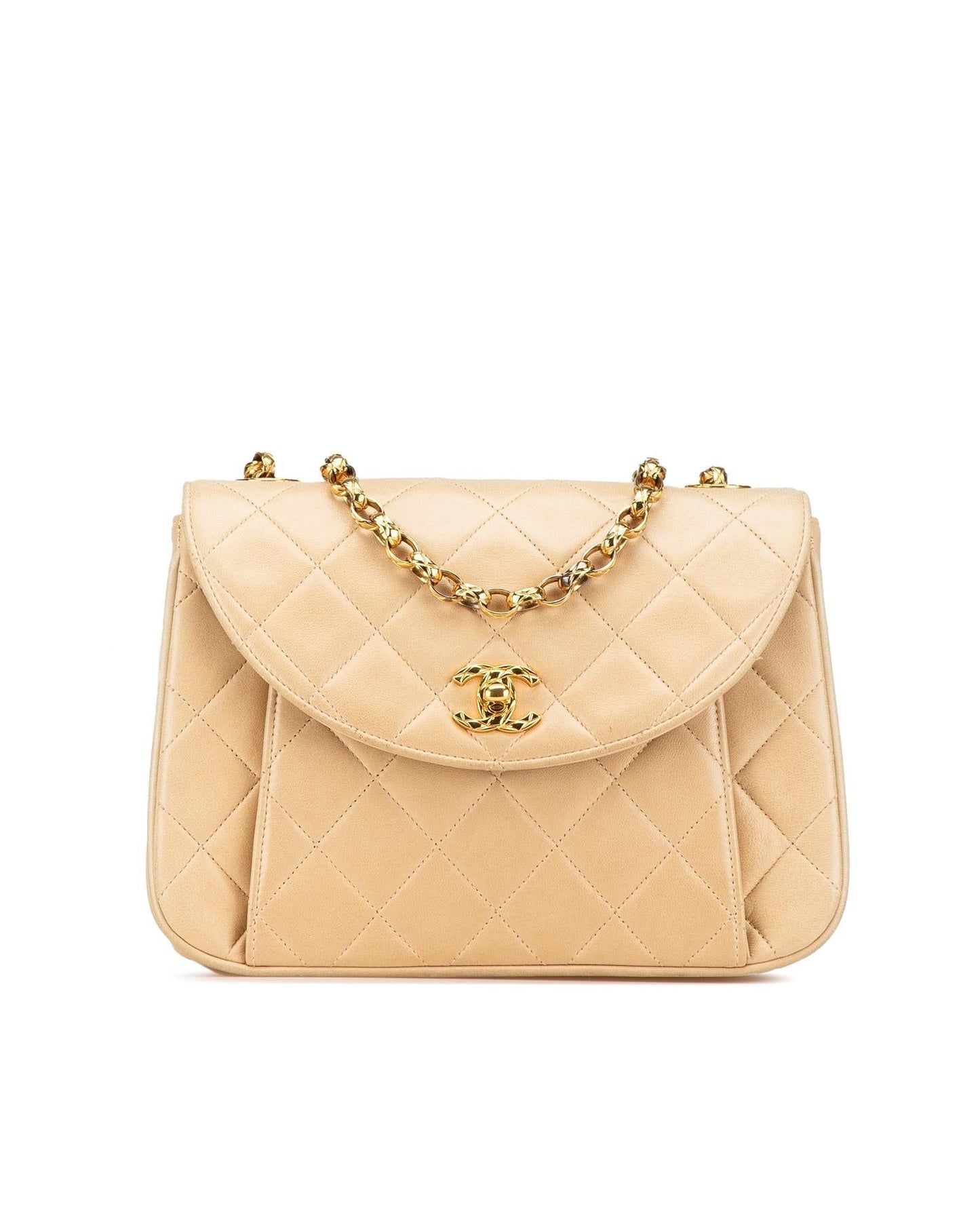 Quilted Lambskin Leather Chain Crossbody Bag with Twist Lock