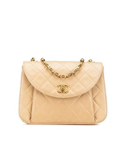 Quilted Lambskin Leather Chain Crossbody Bag with Twist Lock