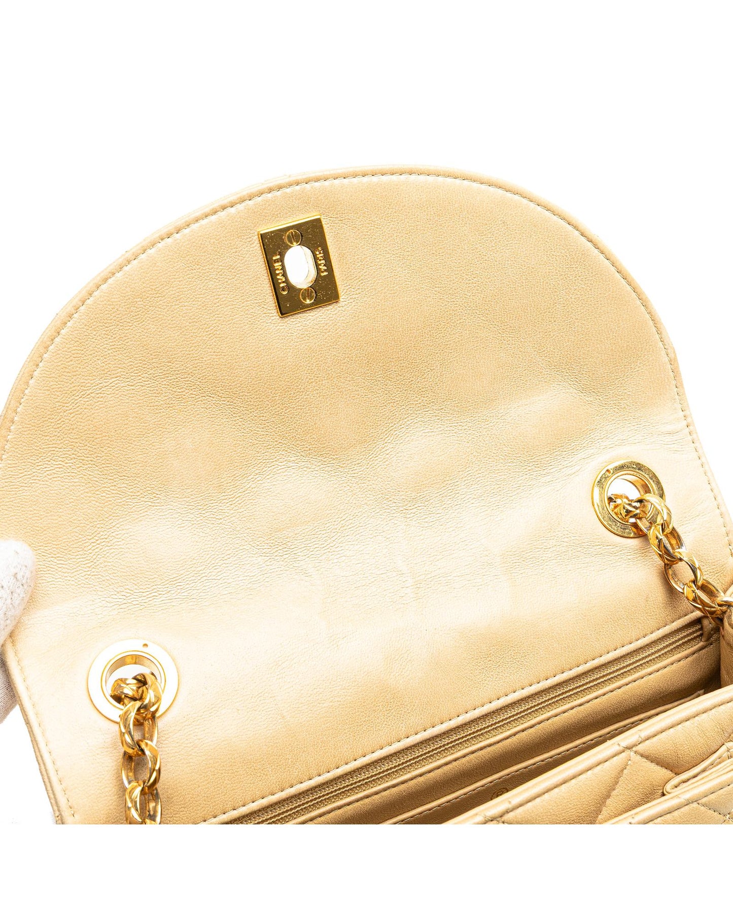 Quilted Lambskin Leather Chain Crossbody Bag with Twist Lock
