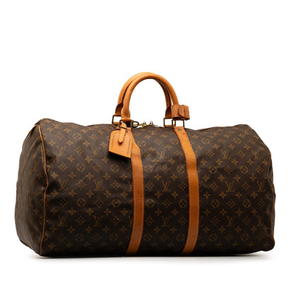 Brown Louis Vuitton Monogram Keepall 55 Travel Bag