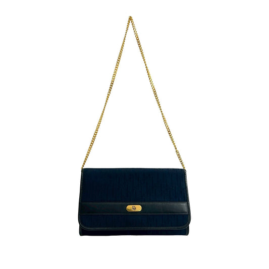 Blue Dior Diorissimo Trotter Canvas Chain Shoulder Bag