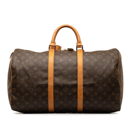 Brown Louis Vuitton Monogram Keepall 50 Travel Bag