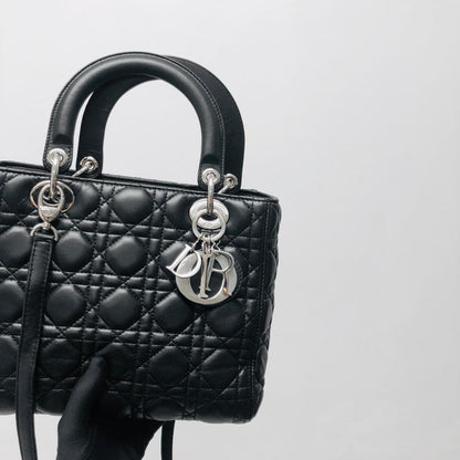 Dior Lady Dior Monogram Leather Shoulder Bag