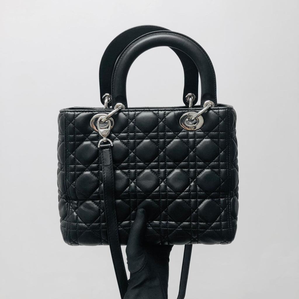 Dior Lady Dior Monogram Leather Shoulder Bag