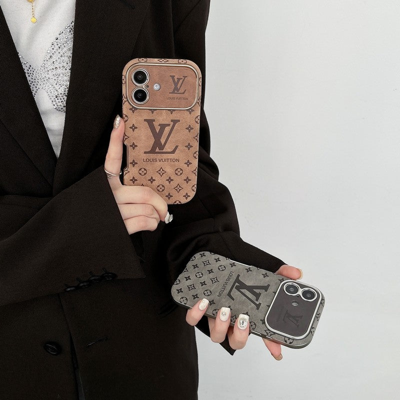 Luxury Brown & Black Color Leather iPhone Case