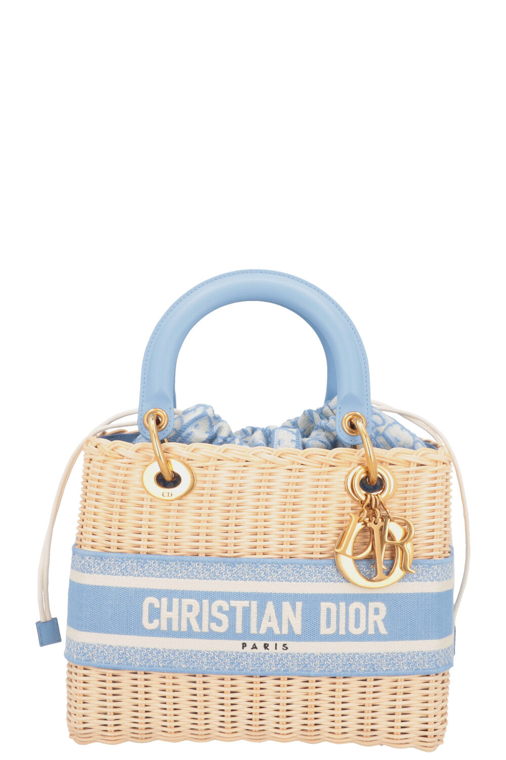 Christian Dior Dioriviera Medium Lady Dior Bag Blue Beige
