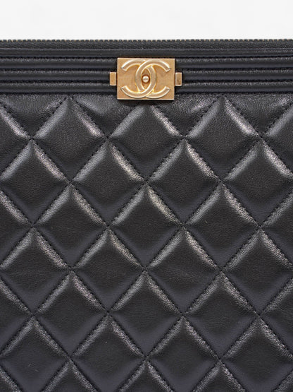 Chanel Medium Boy Pouch Black Lambskin Leather