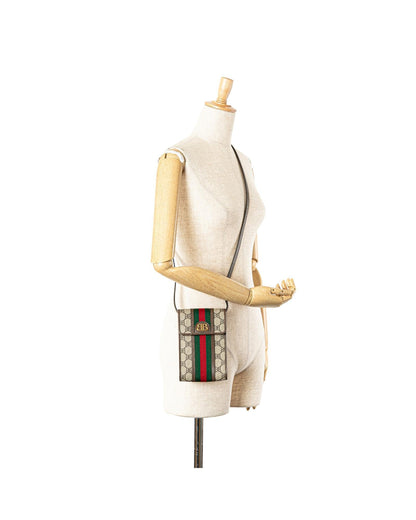 Crossbody Coated Canvas Phone Case with Leather Trim and Magnetic Closure