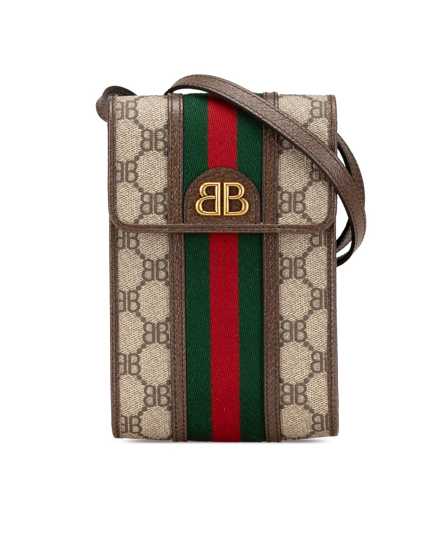 Crossbody Coated Canvas Phone Case with Leather Trim and Magnetic Closure
