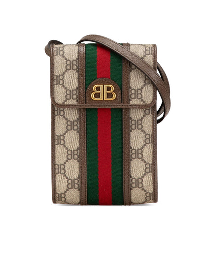Crossbody Coated Canvas Phone Case with Leather Trim and Magnetic Closure