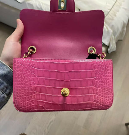 Chanel Pink Mini Crocodile Flap Bag
