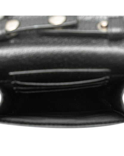 Mini Nylon Crossbody Bag with Leather Trim and Magnetic Flap Closure