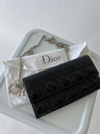 Lady Dior Pouch - Patent Leather Silver Hardware