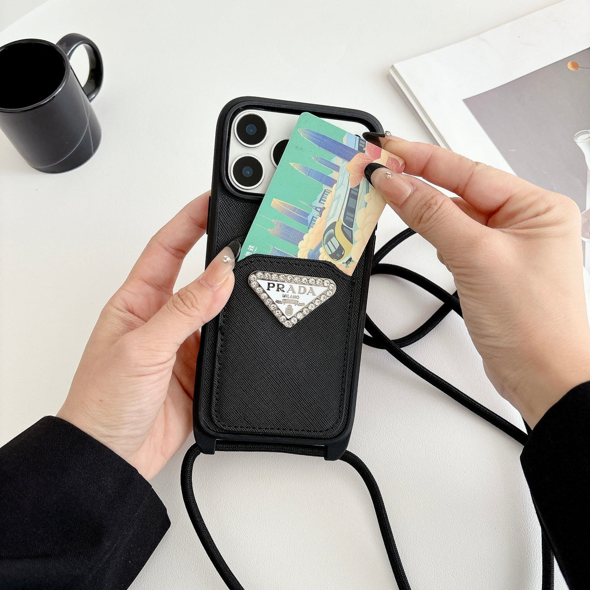 Prada Crossbody Phone Case Iphone 12-17 / Pro / Pro Max / Plus / Air / 18 Pro / 18 Pro Max