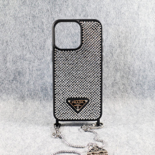 Prada Rhinestone Phone Case for iPhone 12 13 14 15 Pro Max