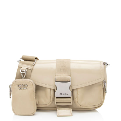 Prada Re-Nylon Patent Leather Double Pocket Crossbody (SHF-Na1ANI)