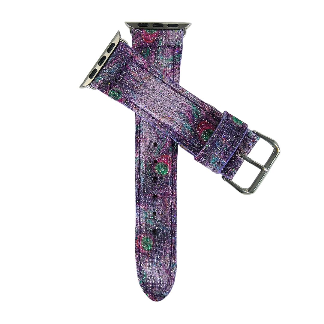 Purple Peacock Apple Watch Band Glitter