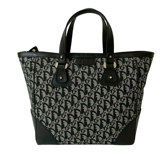 Black Dior Diorissimo Trotter Canvas Zip Tote