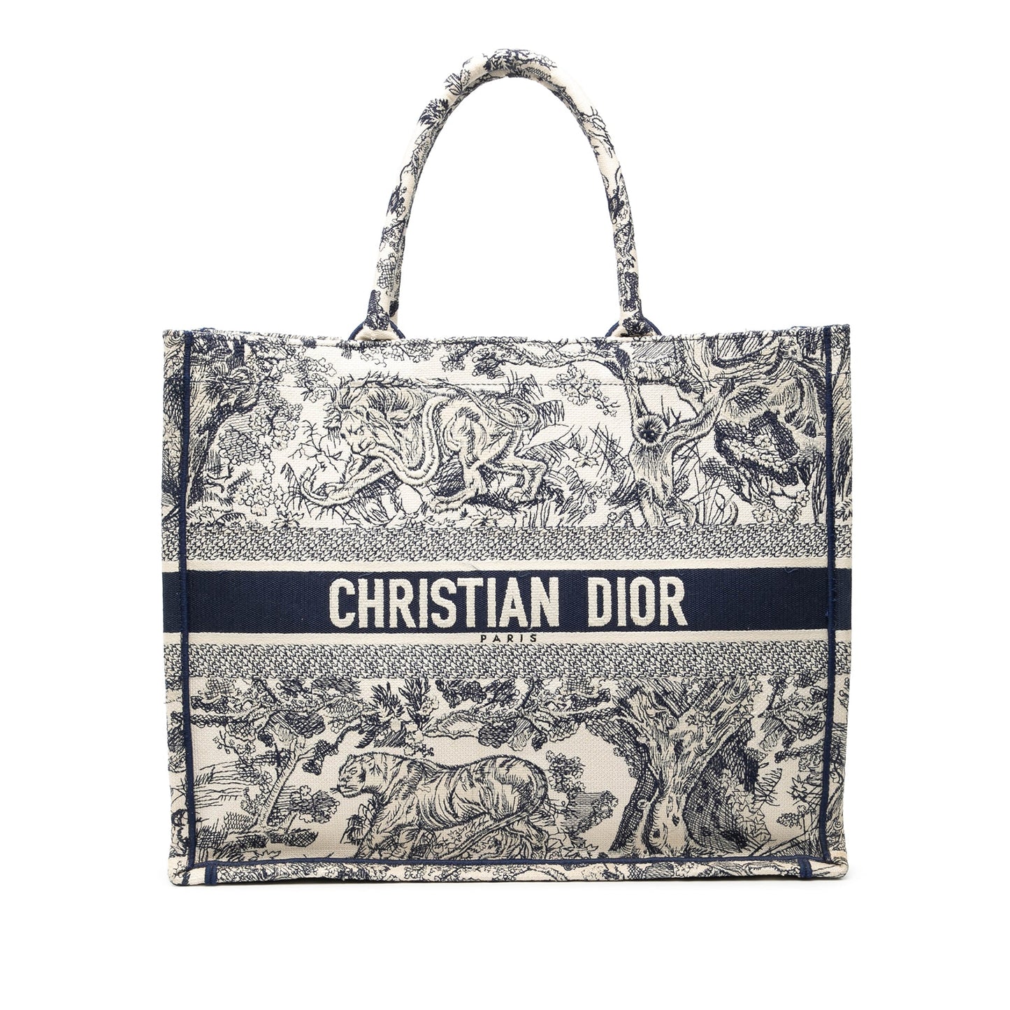 Blue Dior Large Canvas Embroidered Dioriviera Toile De Jouy Book Tote