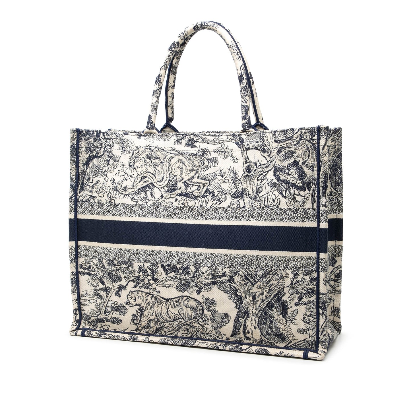Blue Dior Large Canvas Embroidered Dioriviera Toile De Jouy Book Tote