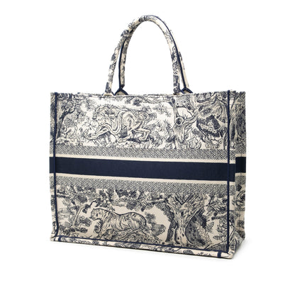 Blue Dior Large Canvas Embroidered Dioriviera Toile De Jouy Book Tote
