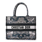 Christian Dior Canvas Embroidered Medium Around The World Book Tote Blue