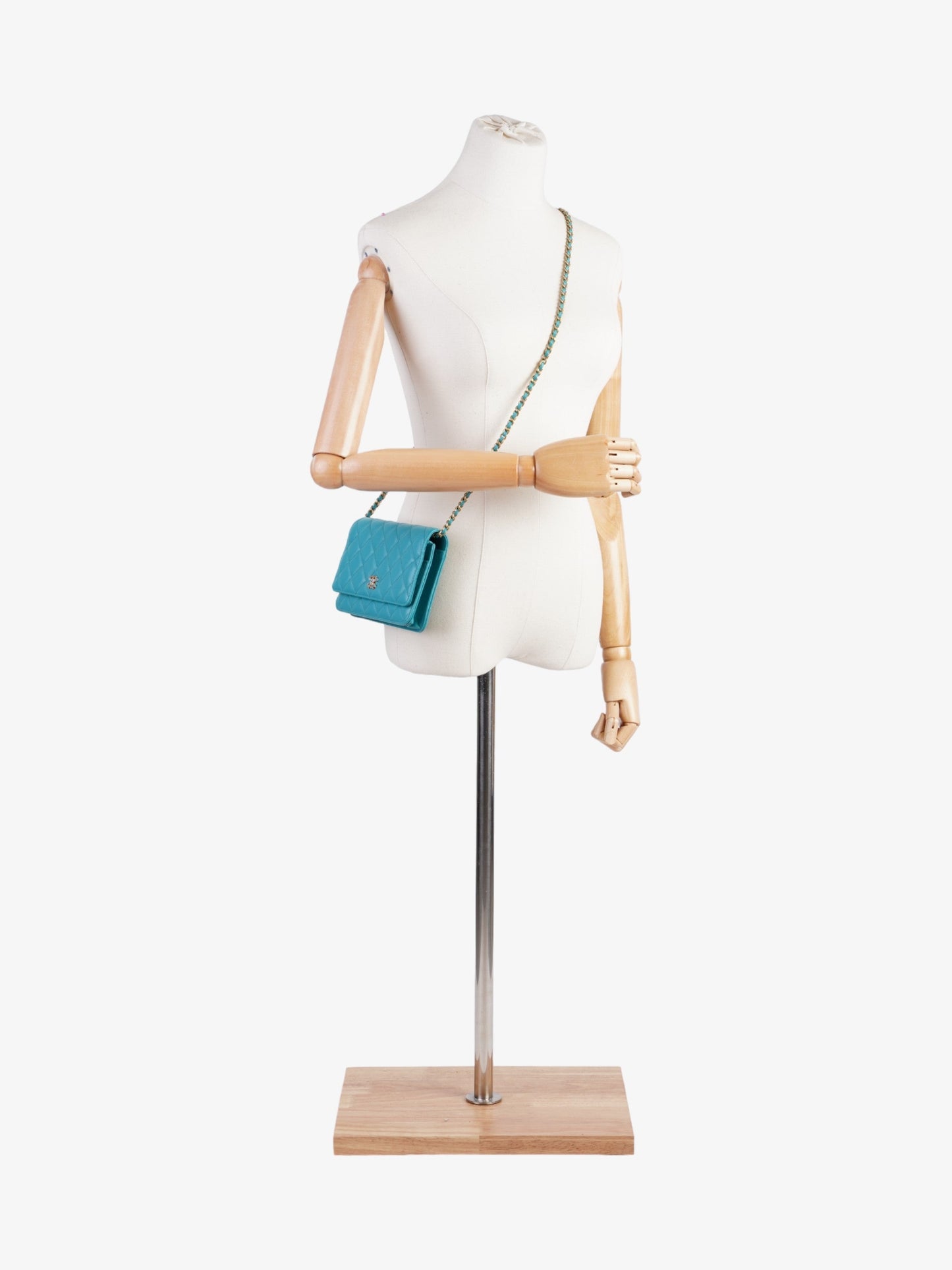 Chanel Classic Wallet On Chain Turquoise Blue Lambskin Leather