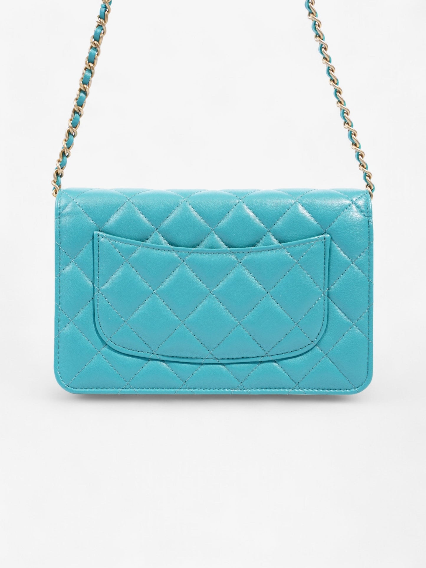 Chanel Classic Wallet On Chain Turquoise Blue Lambskin Leather