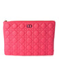 Christian Dior Supple Calfskin Cannage Large Caro Daily Pouch Pink