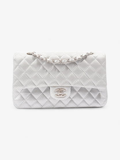 Chanel Classic Double Flap Silver Calfskin Leather Medium