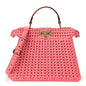 Fendi Vitello King Shiny Nappa Intreccio Small Peekaboo I SEE U Satchel Pink Dalia