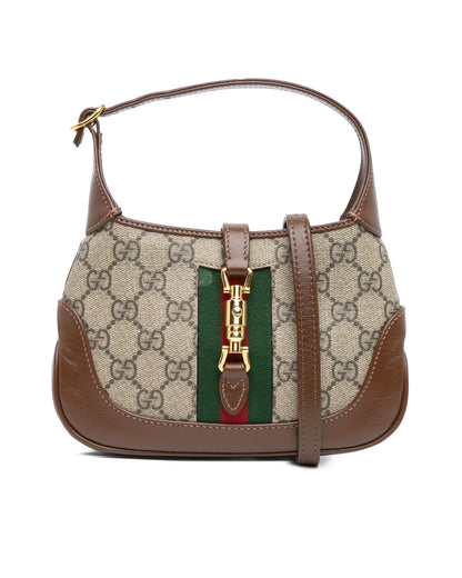 Mini GG Supreme Jackie 1961 Crossbody Bag with Leather Trim and Piston Lock