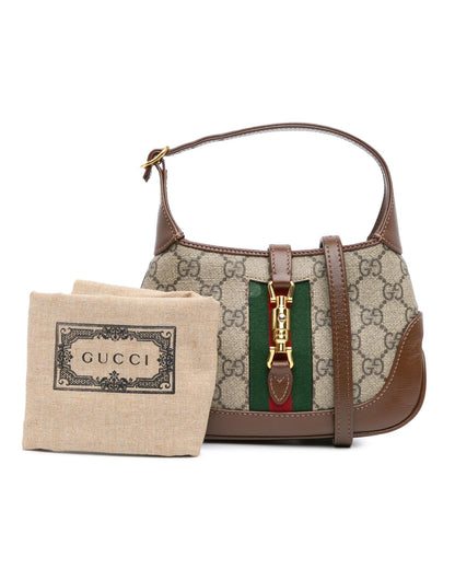 Mini GG Supreme Jackie 1961 Crossbody Bag with Leather Trim and Piston Lock