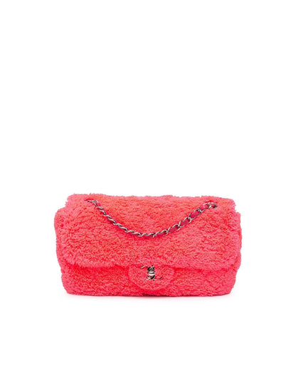 Quilted Terry Cloth Crossbody Bag with Leather Woven Chain Strap