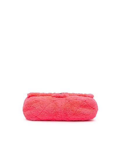 Quilted Terry Cloth Crossbody Bag with Leather Woven Chain Strap