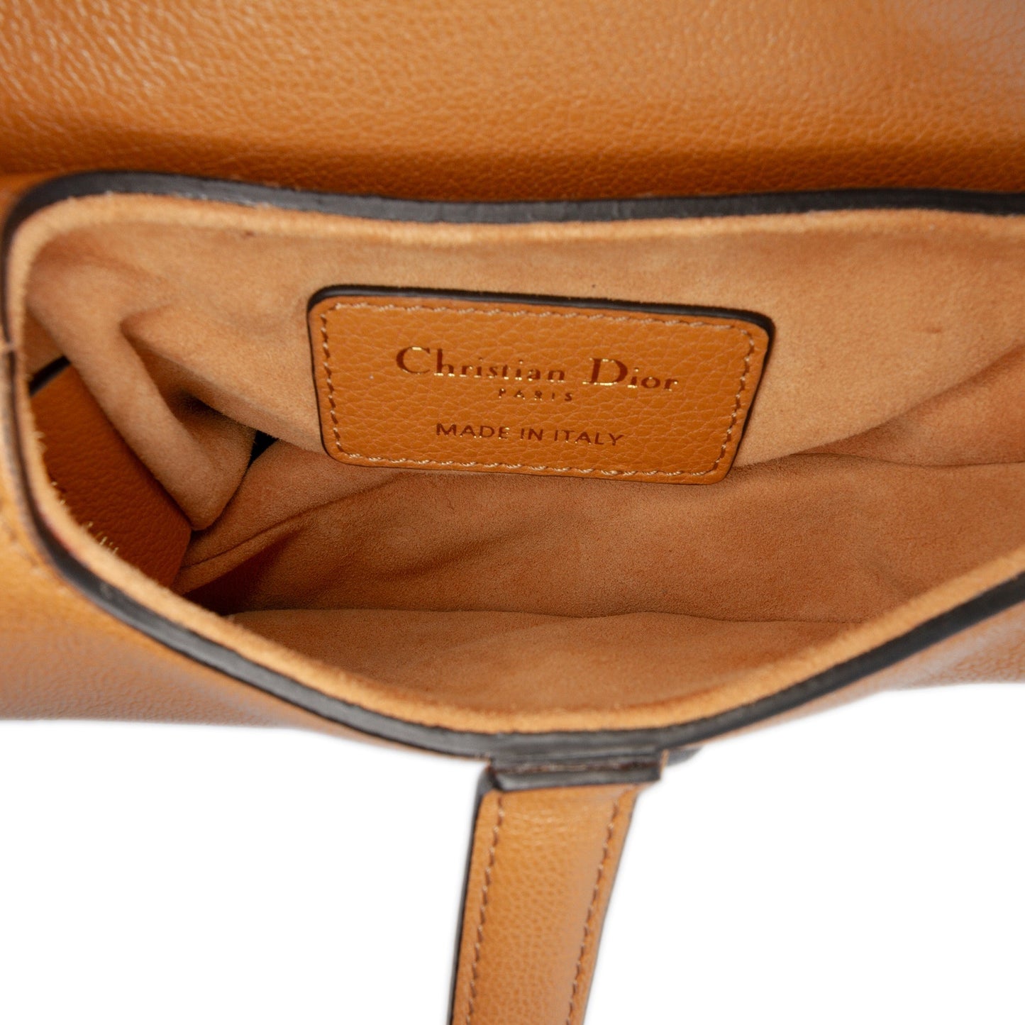 Brown Dior Micro Goatskin Saddle Bag Satchel