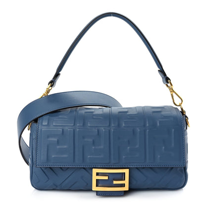 Fendi Nappa FF 1974 Embossed Baguette Mirto