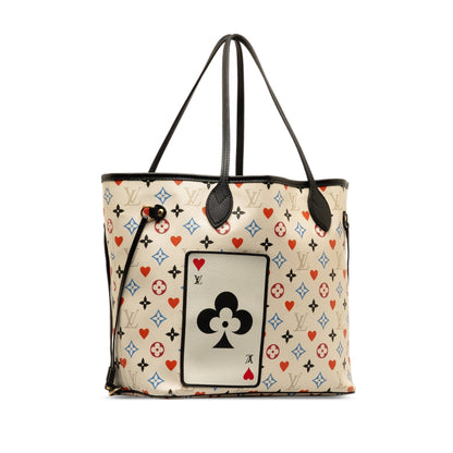 Beige Louis Vuitton Monogram Game On Neverfull MM Tote Bag