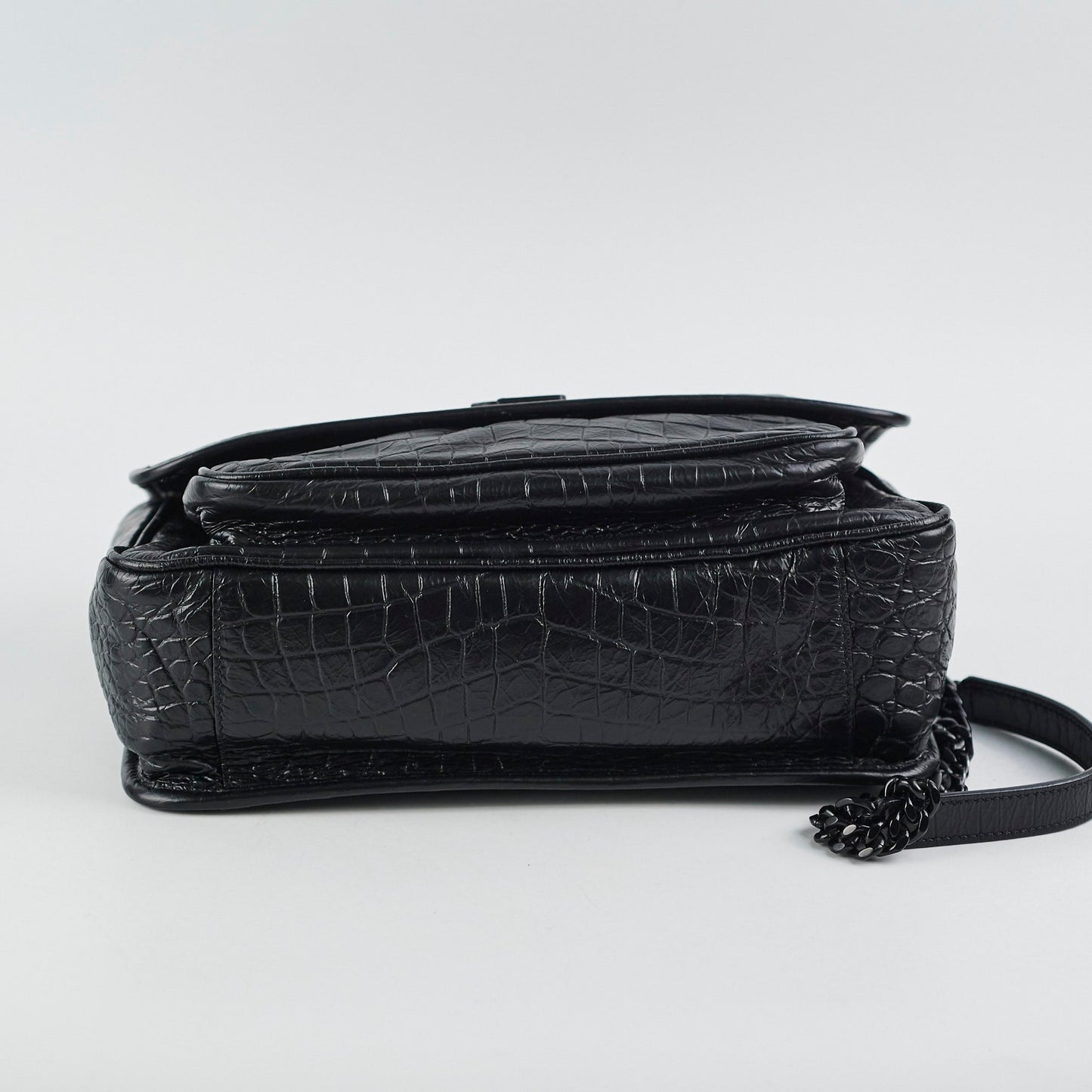 Saint Laurent Black Niki Medium In Crocodile-Embossed Leather
