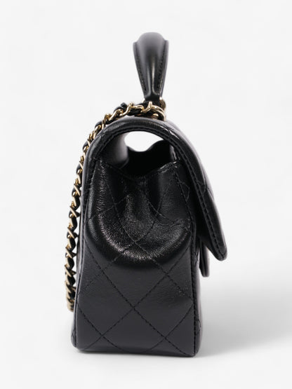 Chanel Rectangular Top Handle Bag Black Lambskin Leather Mini